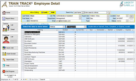 Employee detail screen