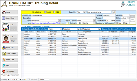 Training Detail Screenshot