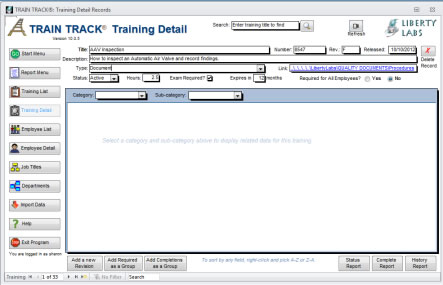 Training detail screen